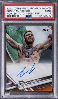 2017 Topps UFC Chrome Fighter Autographs Gold Refractor #FA-CM Conor McGregor Signed Card (#15/25) - PSA MINT 9